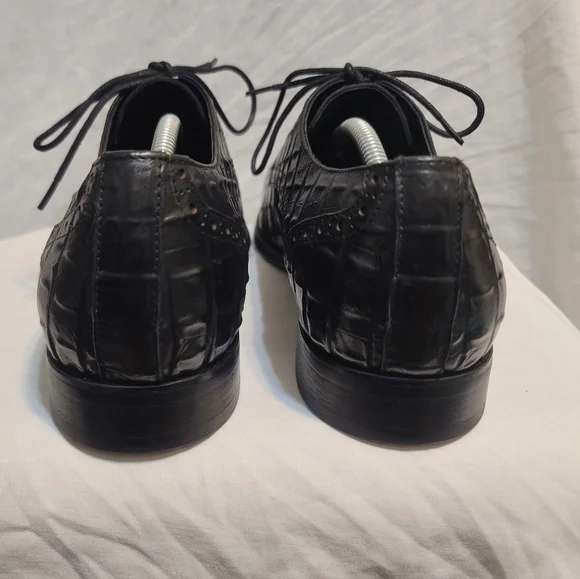Asher Green Mens Leather Embossed Alligator Print Oxfords Dress Shoes Sz  10.5